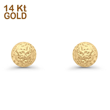 14K Yellow Gold Half Ball Earrings DC Style 9mm